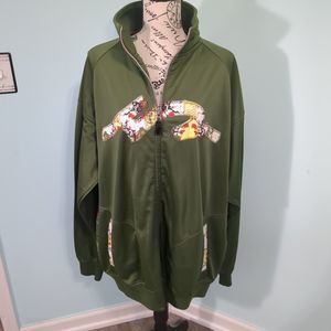 Five Pointz Cherry Blossom Sakura Green Zip Up Long Sleeve Jacket Men's Size 3xl